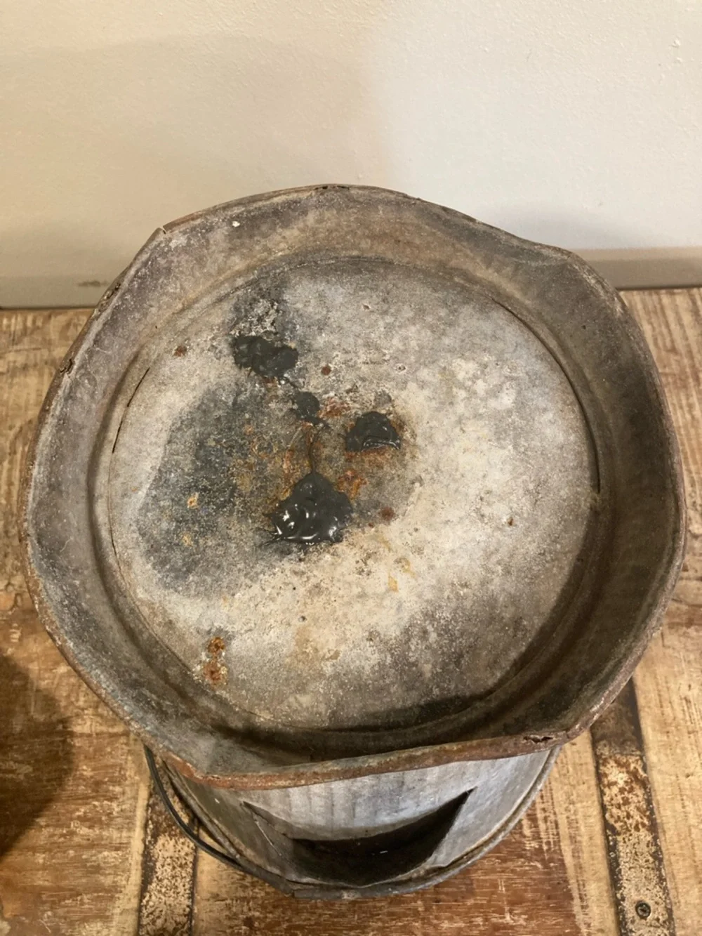 Vintage Galvanized Metal Coal Scuttle Bucket and Shovel Scoop Set Distressed